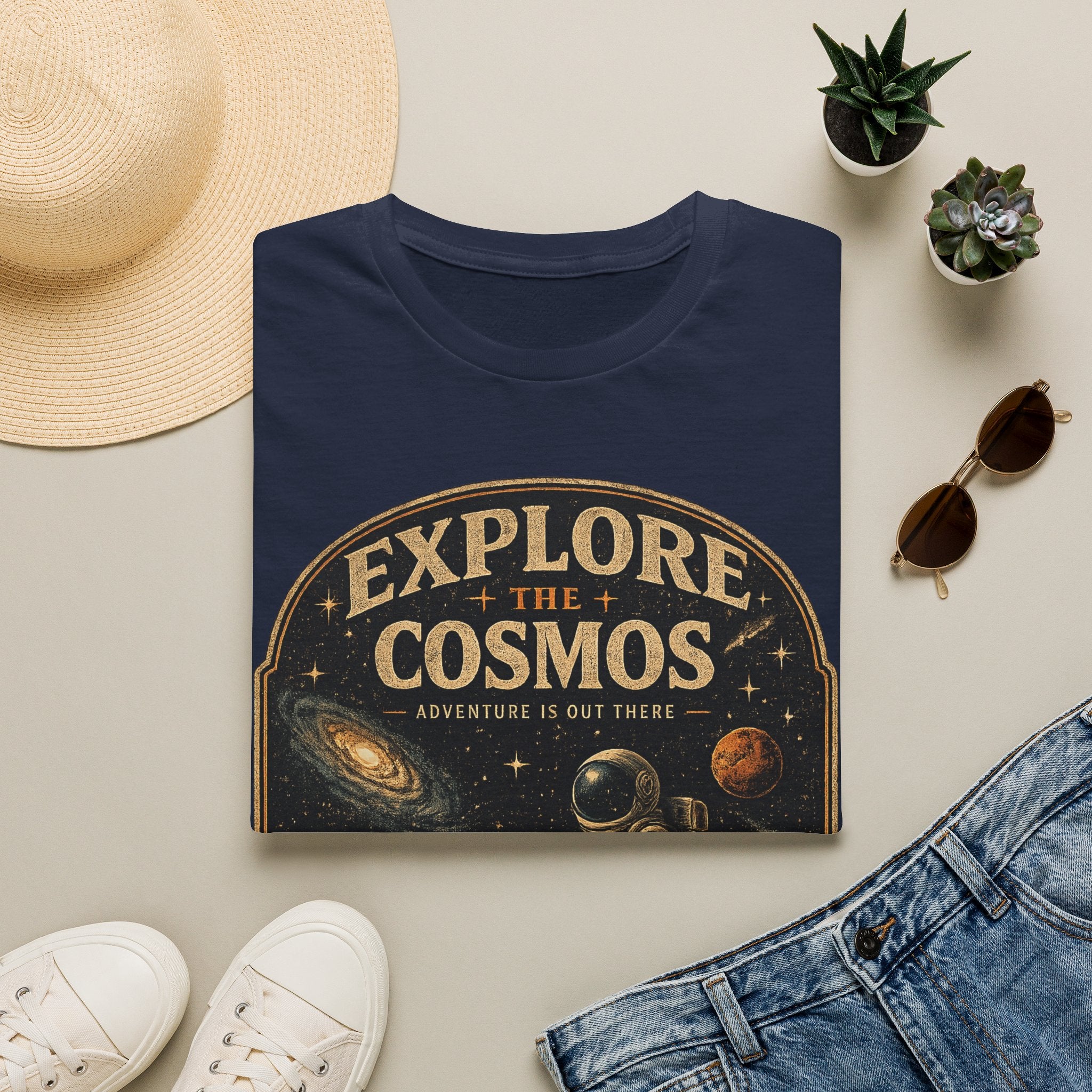 Explore The Cosmos Astronaut T-Shirt | Vintage Space Graphic Tee for Astronomy & Galaxy Lovers