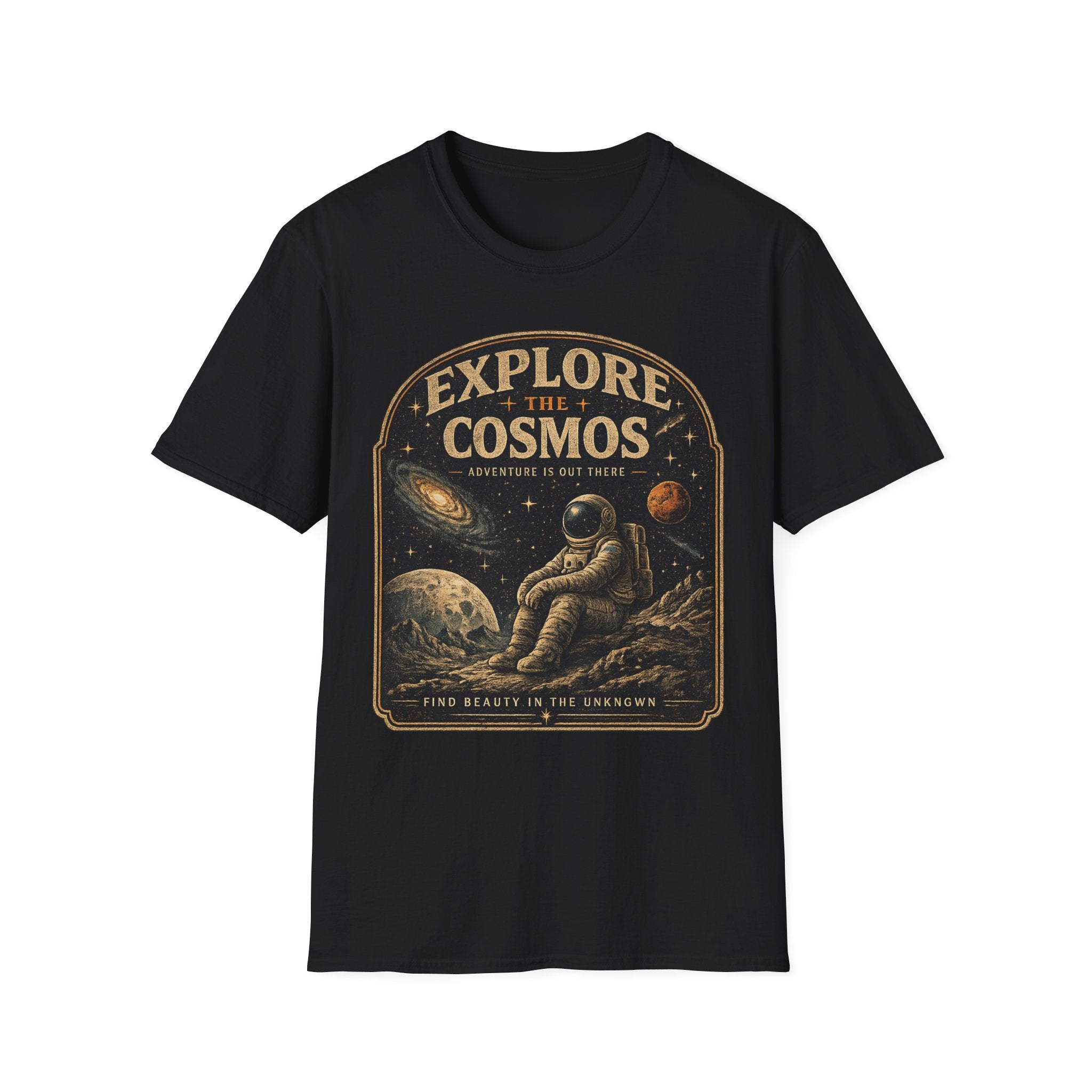 Explore The Cosmos Astronaut T-Shirt | Vintage Space Graphic Tee for Astronomy & Galaxy Lovers