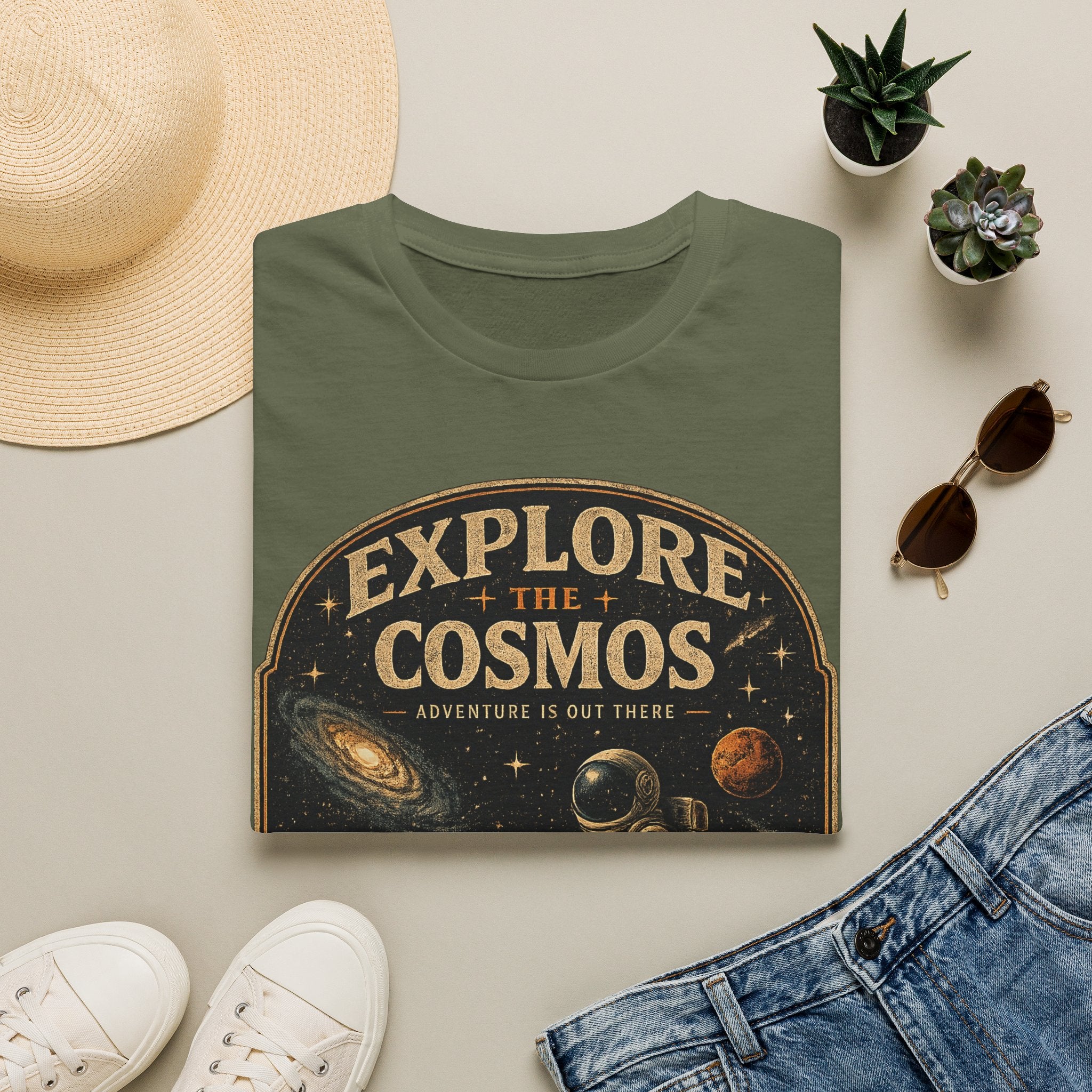 Explore The Cosmos Astronaut T-Shirt | Vintage Space Graphic Tee for Astronomy & Galaxy Lovers