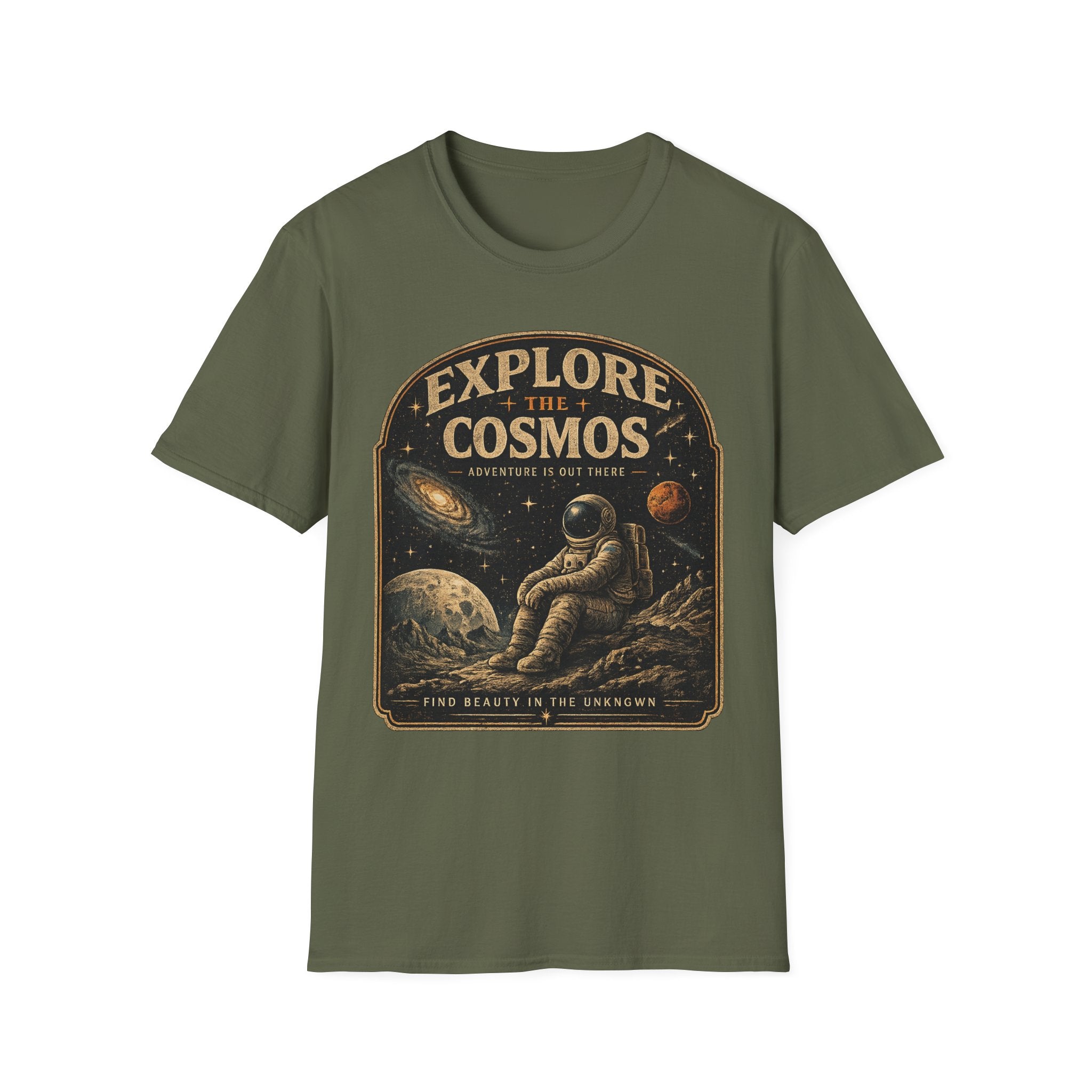 Explore The Cosmos Astronaut T-Shirt | Vintage Space Graphic Tee for Astronomy & Galaxy Lovers