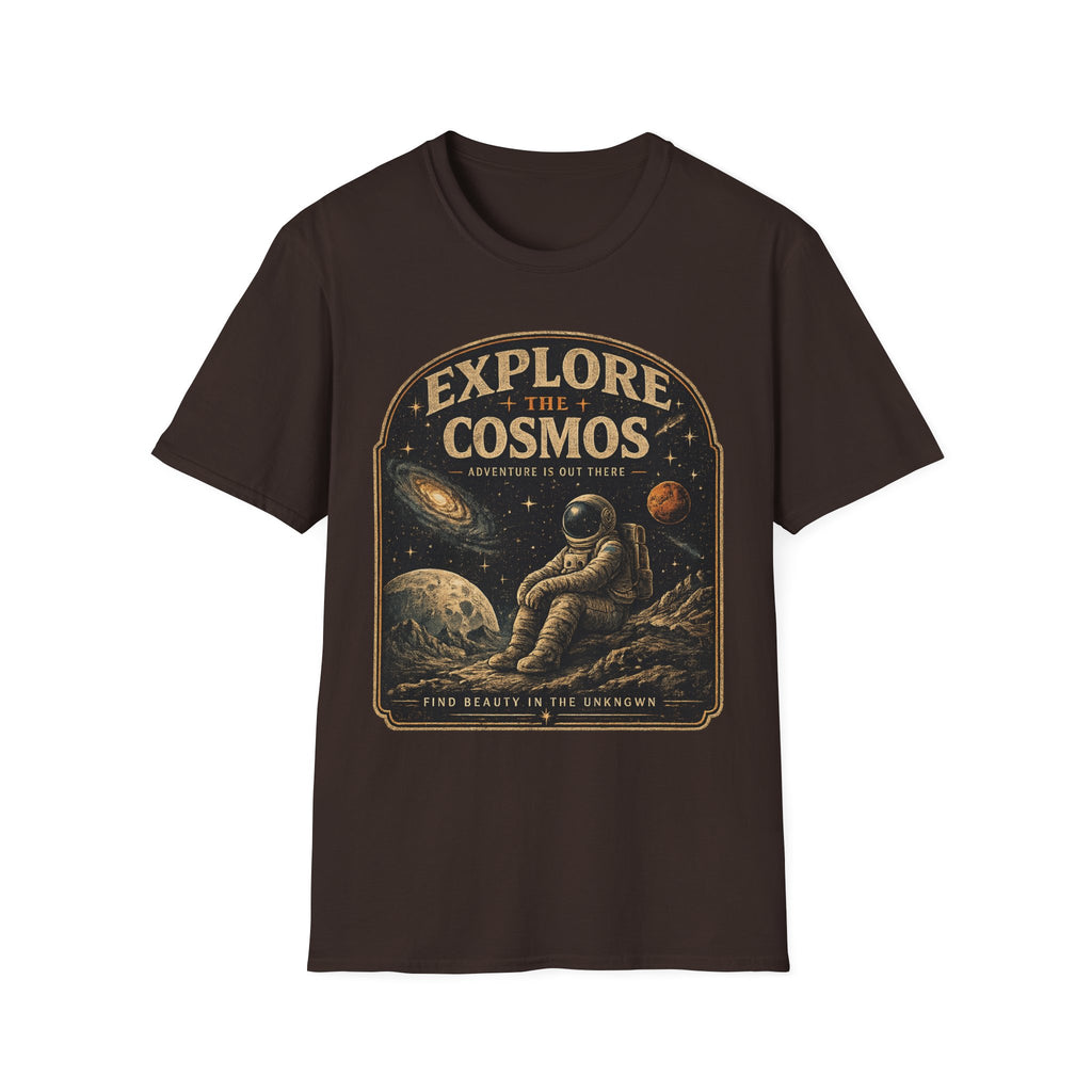 Explore The Cosmos Astronaut T-Shirt | Vintage Space Graphic Tee for Astronomy & Galaxy Lovers