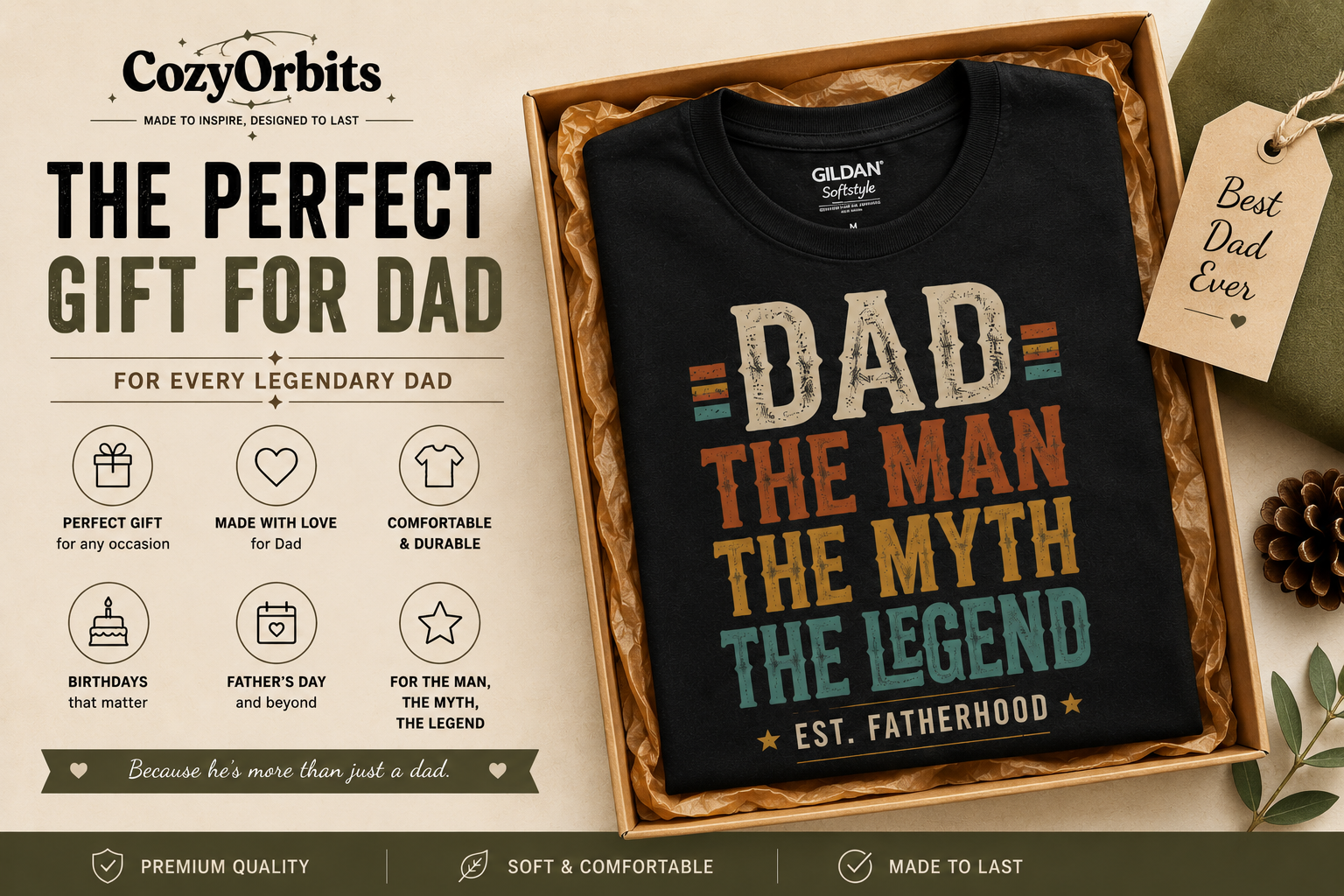 Dad The Man The Myth The Legend T-Shirt, Father's Day Gift, Vintage Dad Shirt, Funny Dad Tee, Gift for Father, Retro Dad Apparel