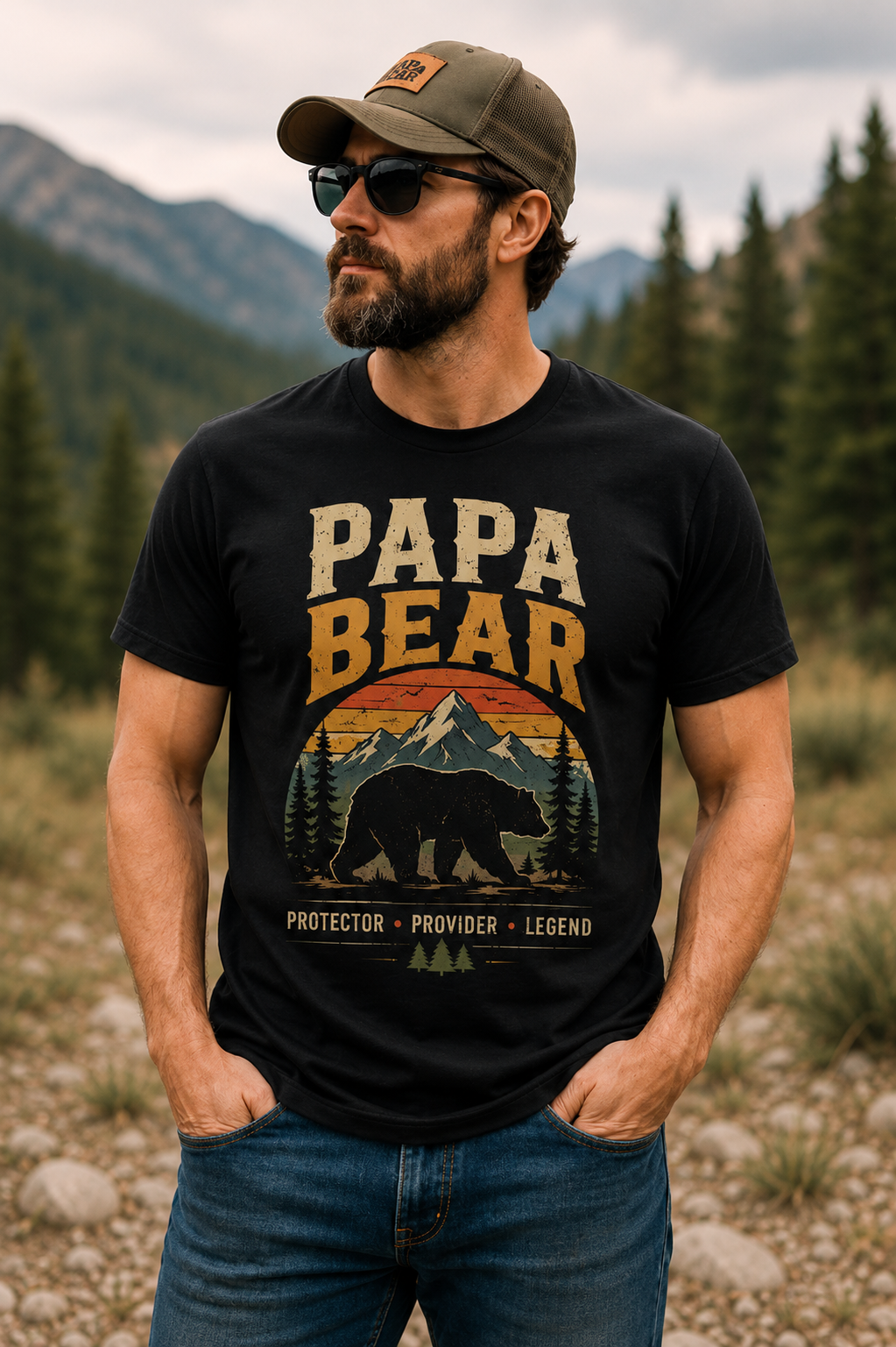 Papa Bear Shirt for Dad, Father's Day Gift, Vintage Bear Dad T-Shirt, Outdoor Dad Tee, Camping Hiking Shirt, Gift for Father
