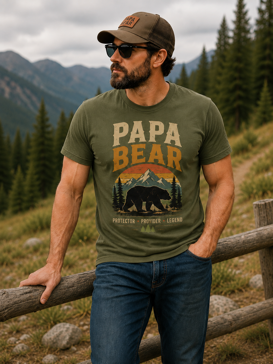 Papa Bear Shirt for Dad, Father's Day Gift, Vintage Bear Dad T-Shirt, Outdoor Dad Tee, Camping Hiking Shirt, Gift for Father