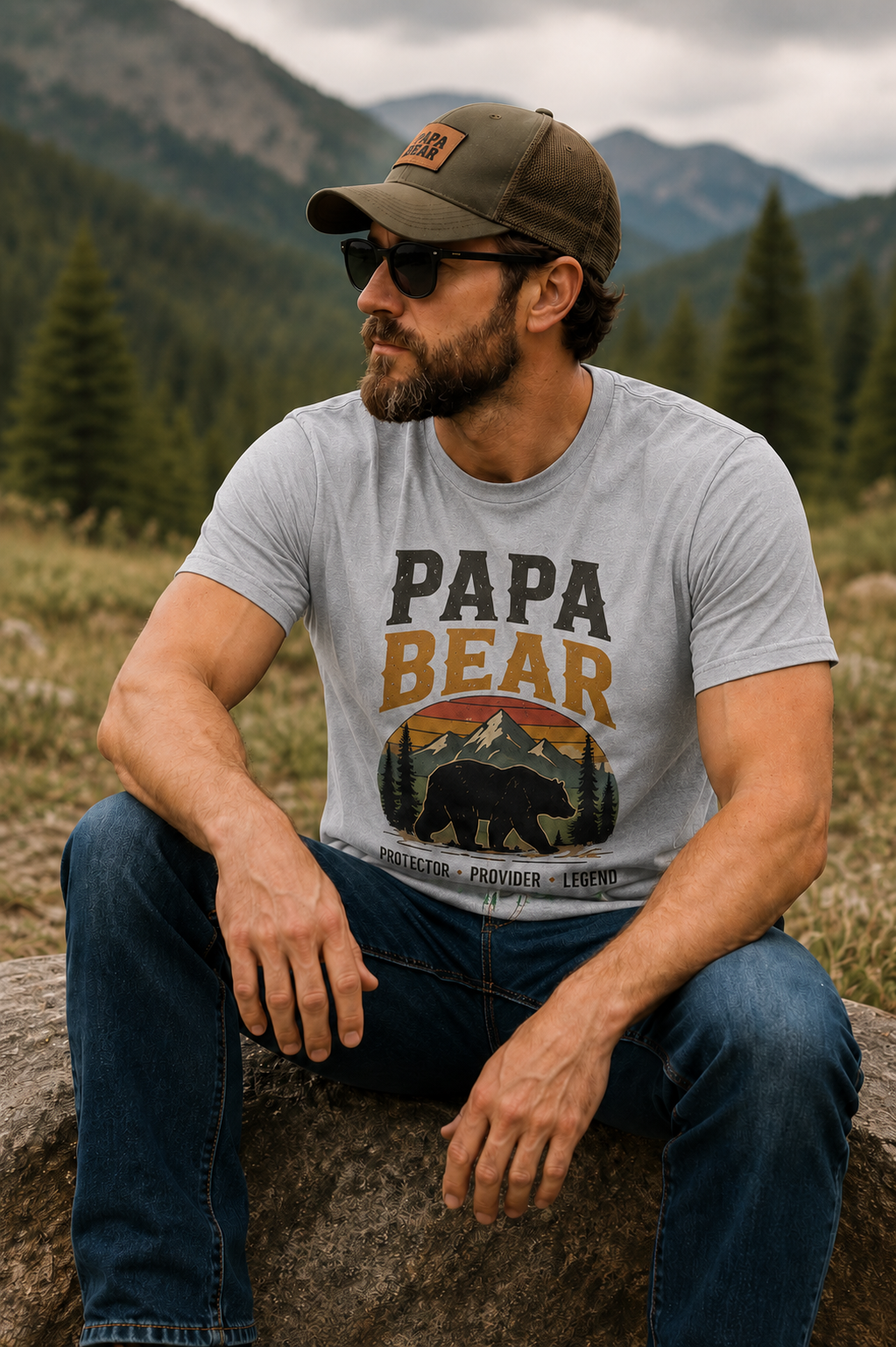 Papa Bear Shirt for Dad, Father's Day Gift, Vintage Bear Dad T-Shirt, Outdoor Dad Tee, Camping Hiking Shirt, Gift for Father