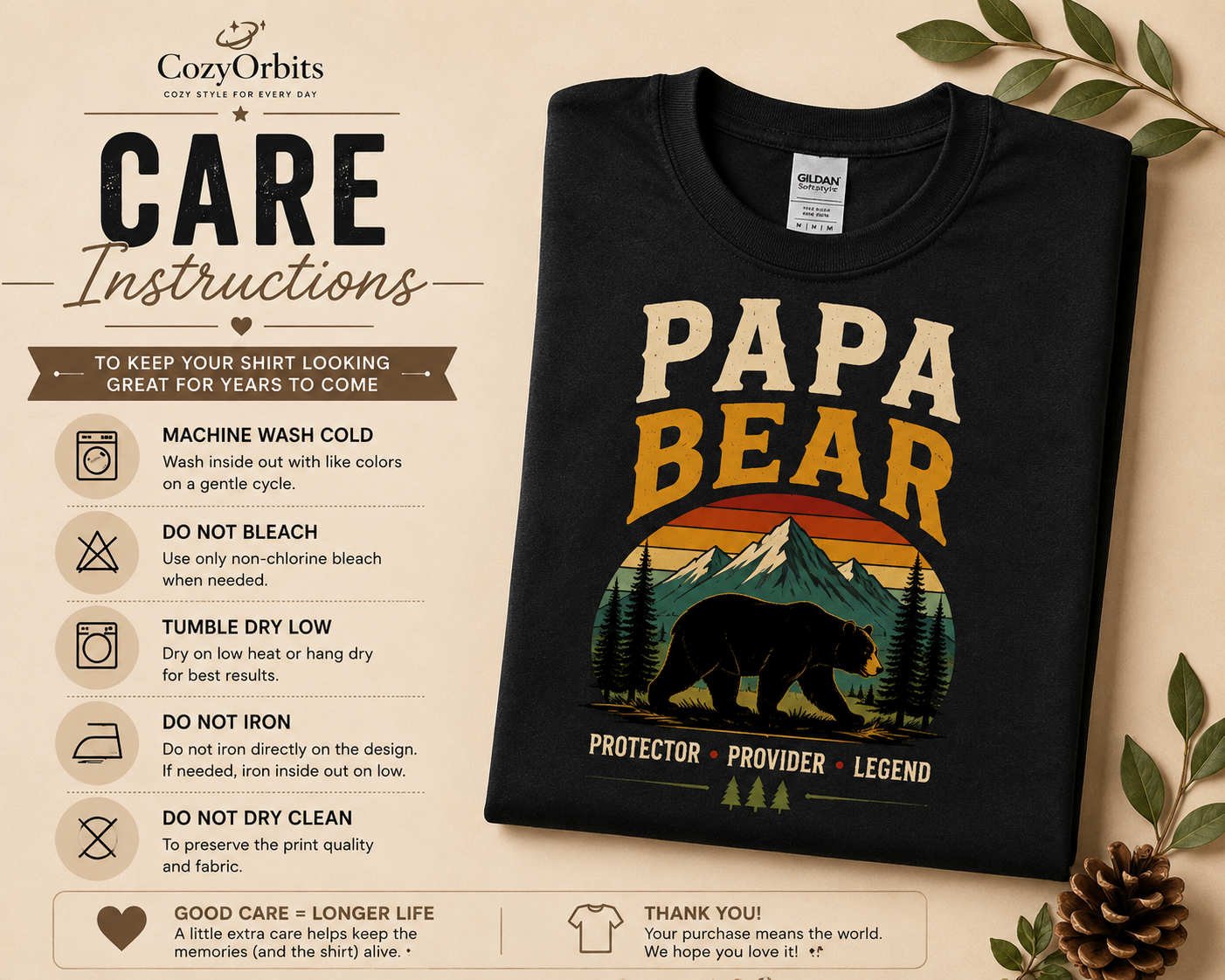Papa Bear Shirt for Dad, Father's Day Gift, Vintage Bear Dad T-Shirt, Outdoor Dad Tee, Camping Hiking Shirt, Gift for Father
