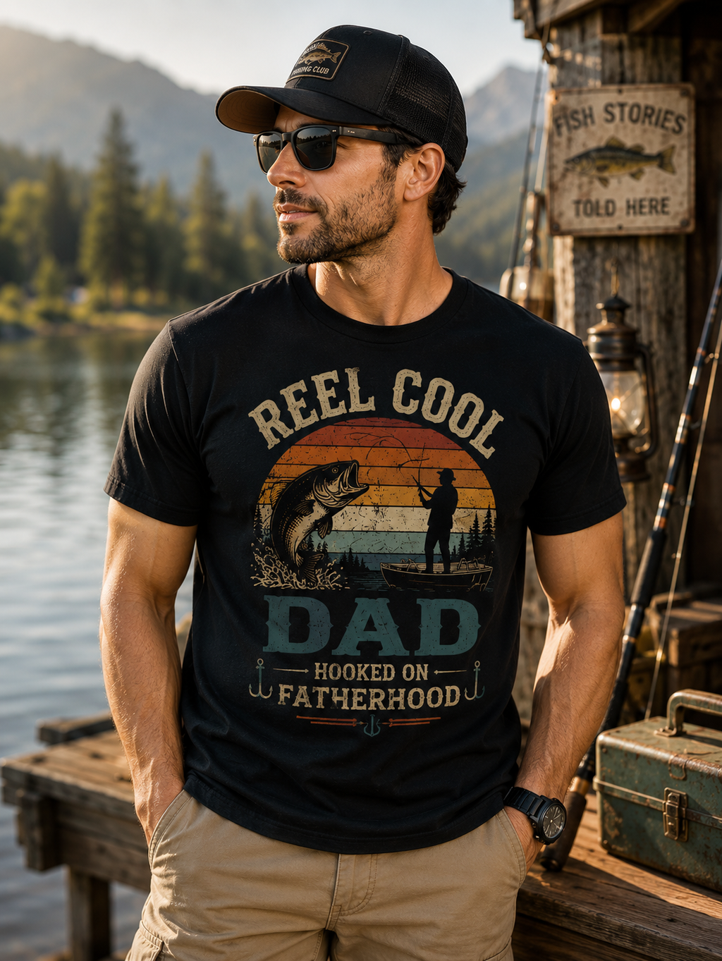 Reel Cool Dad Fishing Shirt, Father's Day Gift, Fishing Dad T-Shirt, Hooked on Fatherhood Tee, Fisherman Gift for Dad, Vintage Fishing Shirt