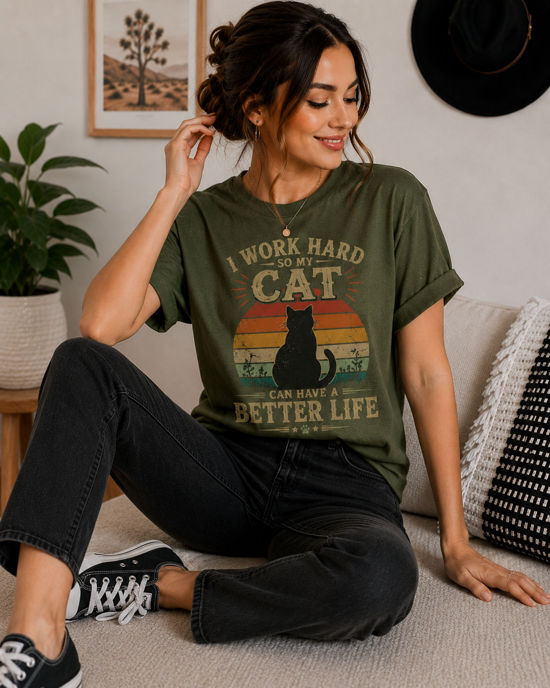 Powered By Chaos And Orange Cat Energy T-Shirt | Funny Ginger Cat Graphic Tee | Cat Lover Gift | Unisex Softstyle Shirt