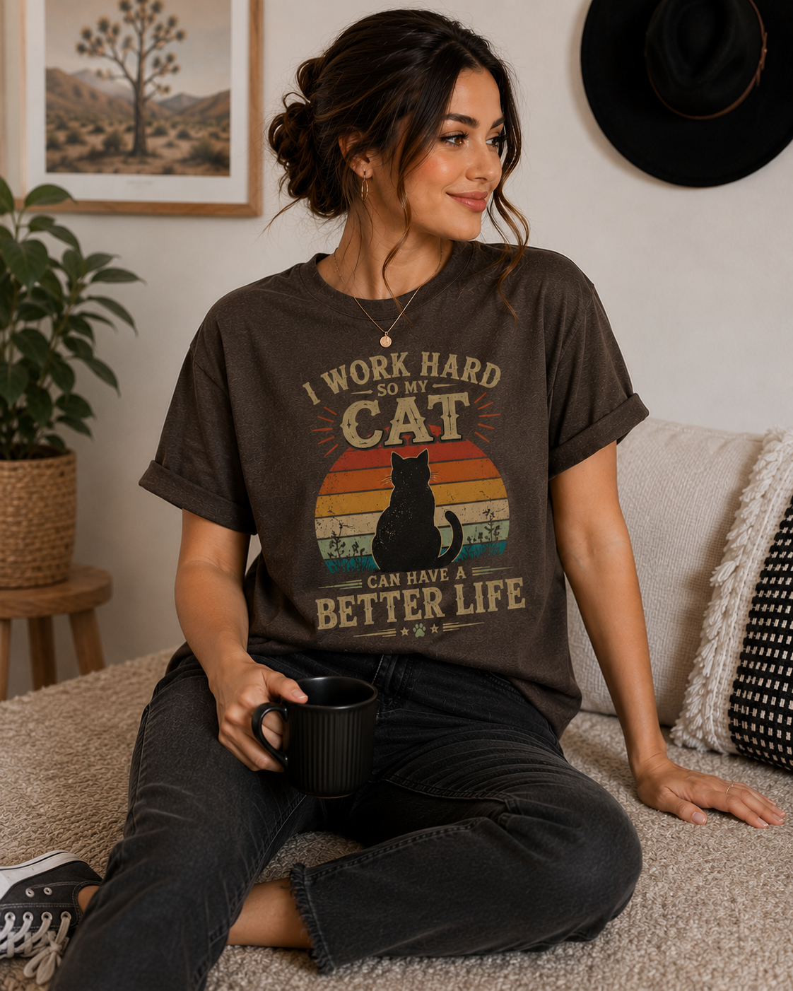 Powered By Chaos And Orange Cat Energy T-Shirt | Funny Ginger Cat Graphic Tee | Cat Lover Gift | Unisex Softstyle Shirt