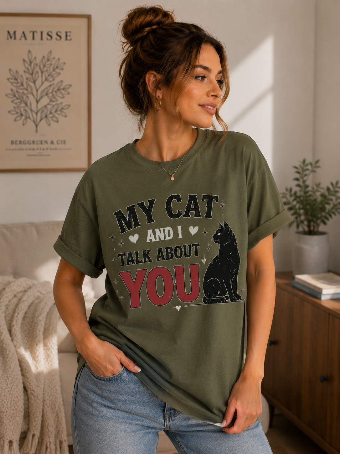 My Cat And I Talk About You T-Shirt | Funny Cat Lover Tee | Black Cat Graphic Shirt | Cat Mom Gift