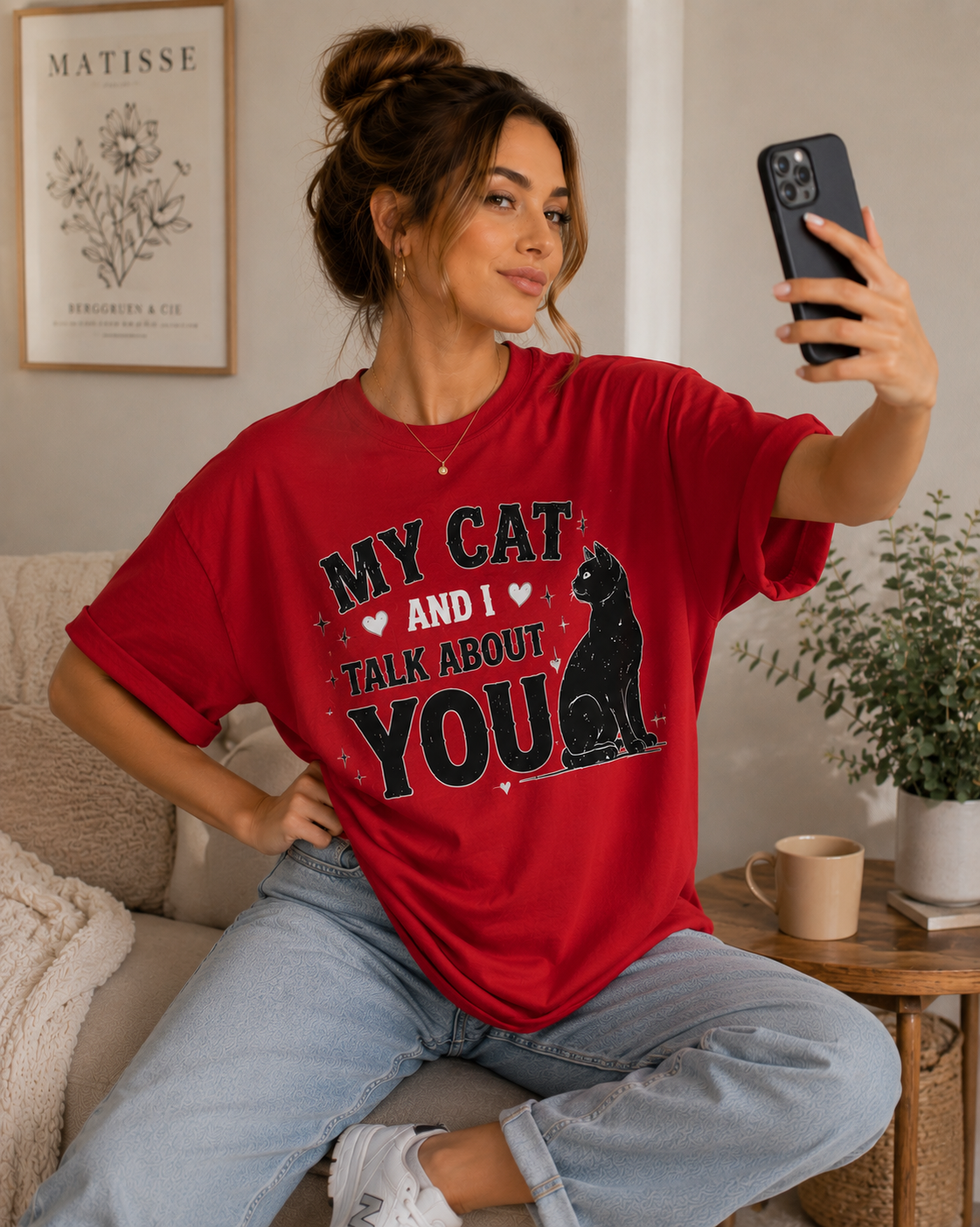 My Cat And I Talk About You T-Shirt | Funny Cat Lover Tee | Black Cat Graphic Shirt | Cat Mom Gift