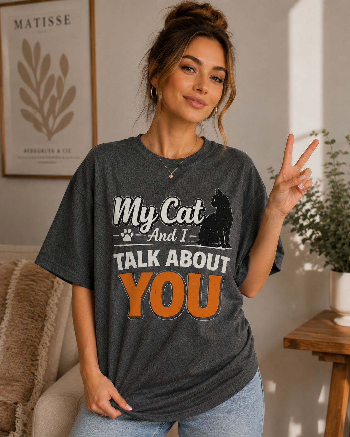 My Cat And I Talk About You T-Shirt | Funny Cat Lover Tee | Black Cat Graphic Shirt | Cat Mom Gift