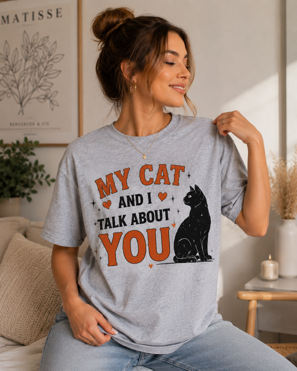 My Cat And I Talk About You T-Shirt | Funny Cat Lover Tee | Black Cat Graphic Shirt | Cat Mom Gift