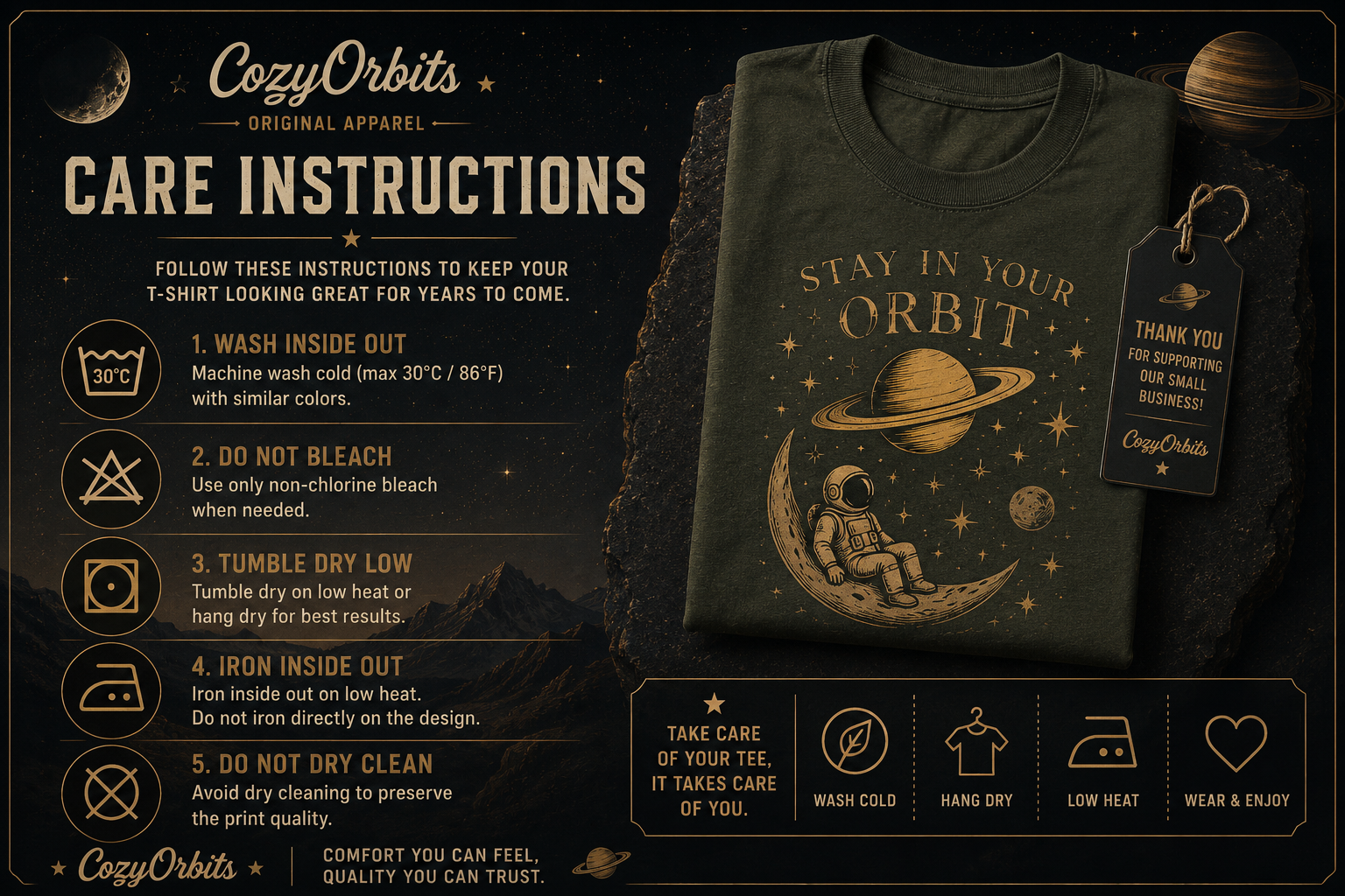 Stay In Your Orbit Astronaut Graphic T-Shirt | Vintage Space Tee | Celestial Moon Saturn Shirt | Cozy Orbits