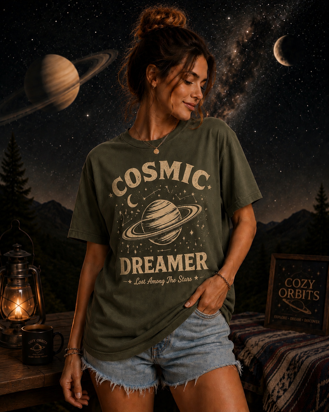 Cosmic Dreamer Vintage Space Graphic T-Shirt