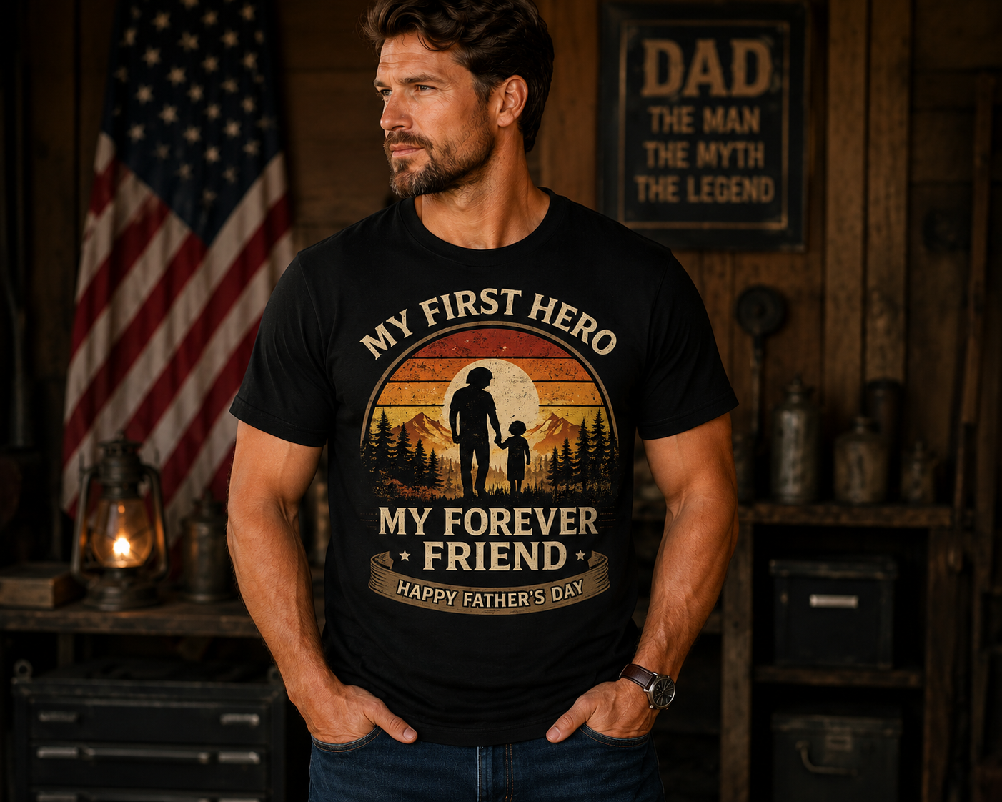 My First Hero My Forever Friend Vintage Father's Day T-Shirt | Meaningful Gift for Dad 🔥