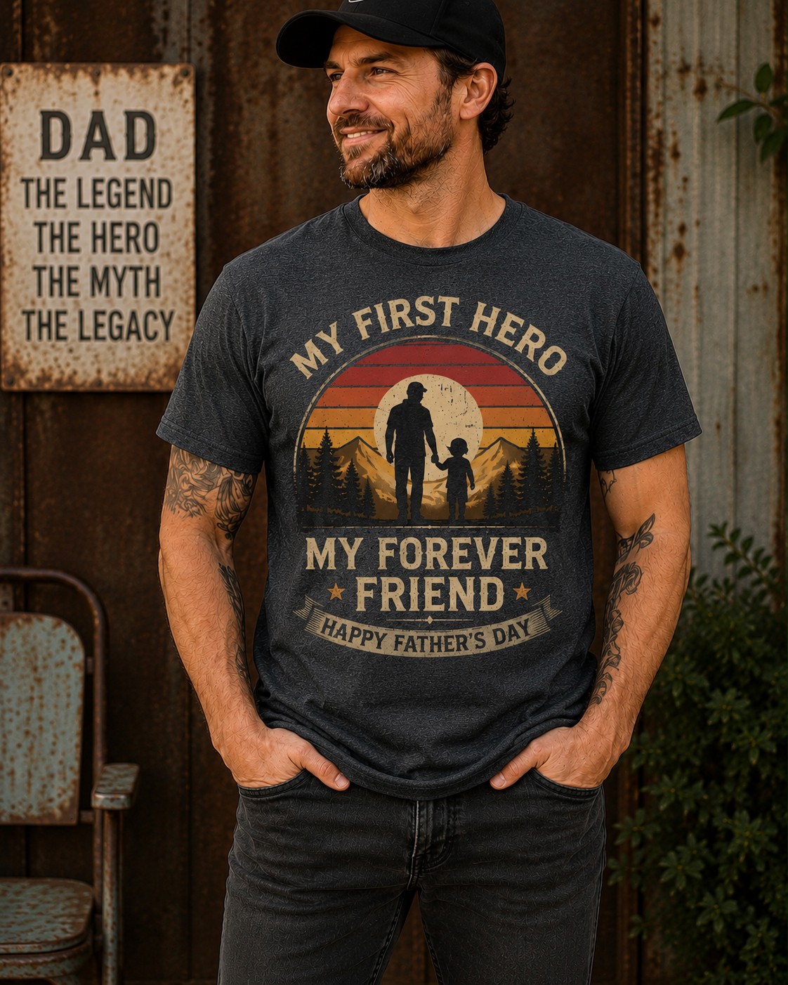 My First Hero My Forever Friend Vintage Father's Day T-Shirt | Meaningful Gift for Dad 🔥