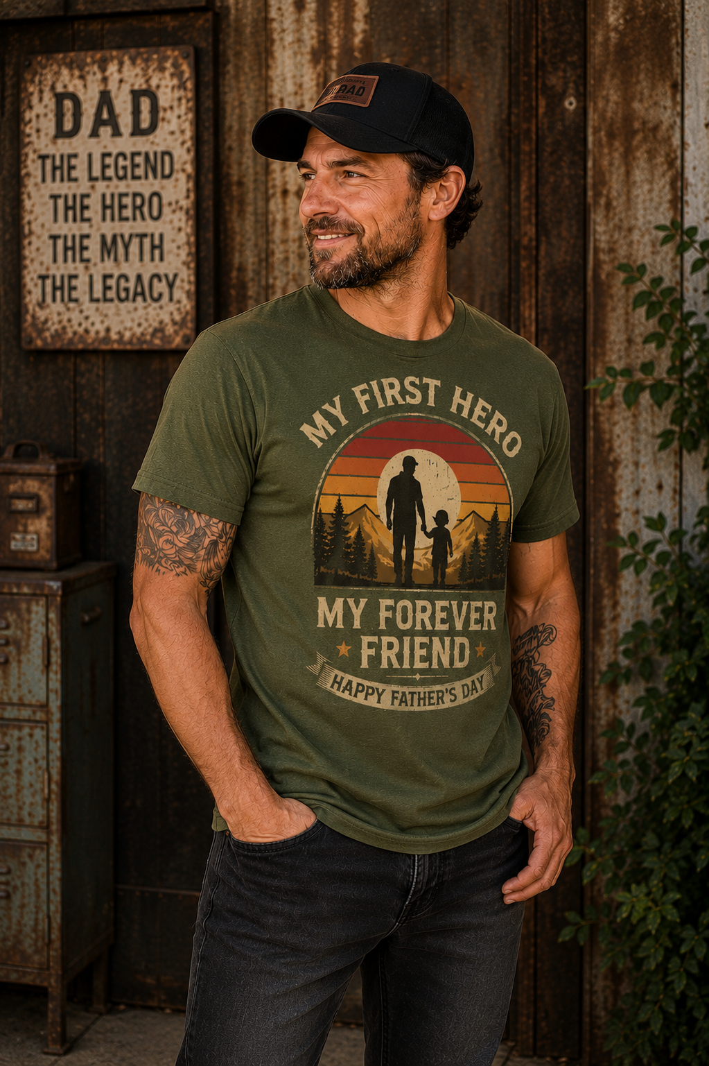 My First Hero My Forever Friend Vintage Father's Day T-Shirt | Meaningful Gift for Dad 🔥