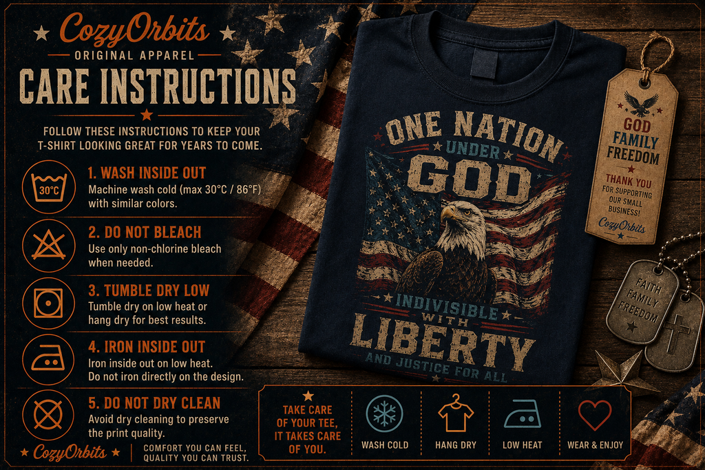 One Nation Under God Patriotic Eagle T-Shirt | Faith Family Freedom American Flag Tee