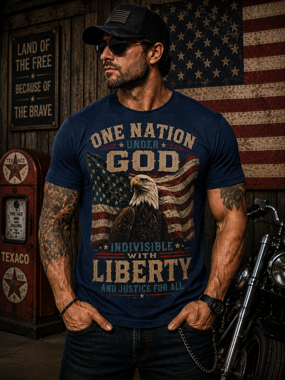One Nation Under God Patriotic Eagle T-Shirt | Faith Family Freedom American Flag Tee