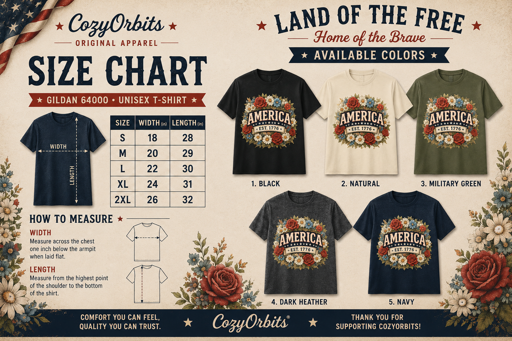 America Est. 1776 Patriotic Floral T-Shirt | Vintage USA Pride Graphic Tee for Women | Fourth of July Americana Shirt