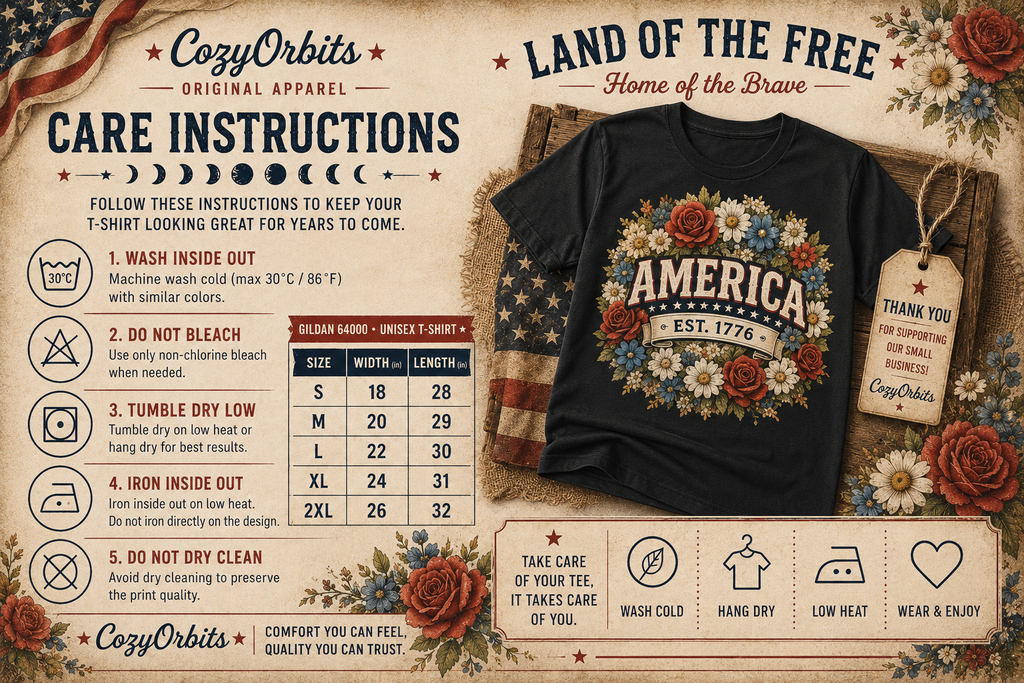 America Est. 1776 Patriotic Floral T-Shirt | Vintage USA Pride Graphic Tee for Women | Fourth of July Americana Shirt