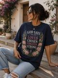 God Says You Are Loved Chosen Forgiven Strong Shirt | Isaiah 43:1 Christian Floral T-Shirt for Women | Faith Inspired Graphic Tee