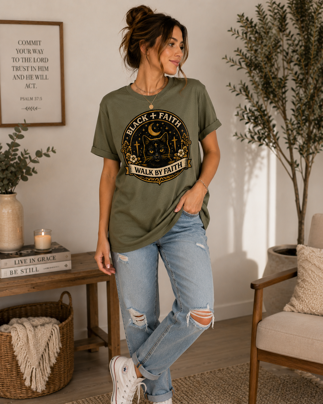 Walk By Faith Christian T-Shirt | Vintage Faith Graphic Tee | Religious Shirt for Women & Men