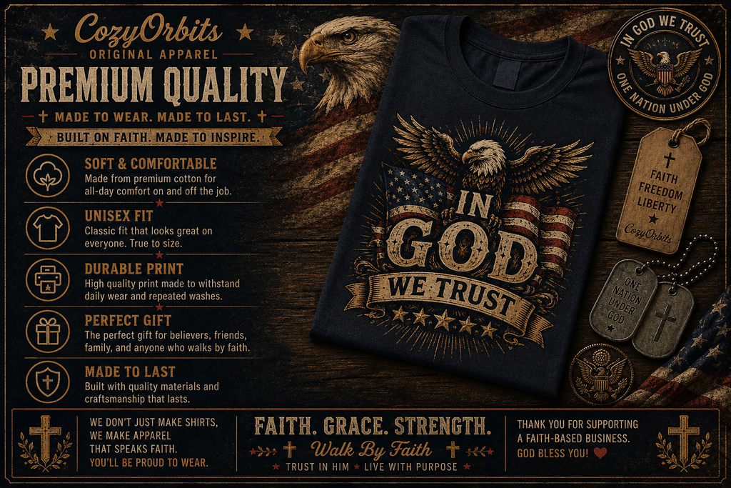 In God We Trust Patriotic Eagle T-Shirt | American Flag Christian Shirt for Men