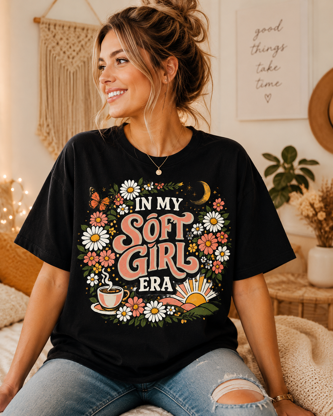 Soft Girl T-Shirt — 'In My Soft Girl Era' Floral Vintage Tee