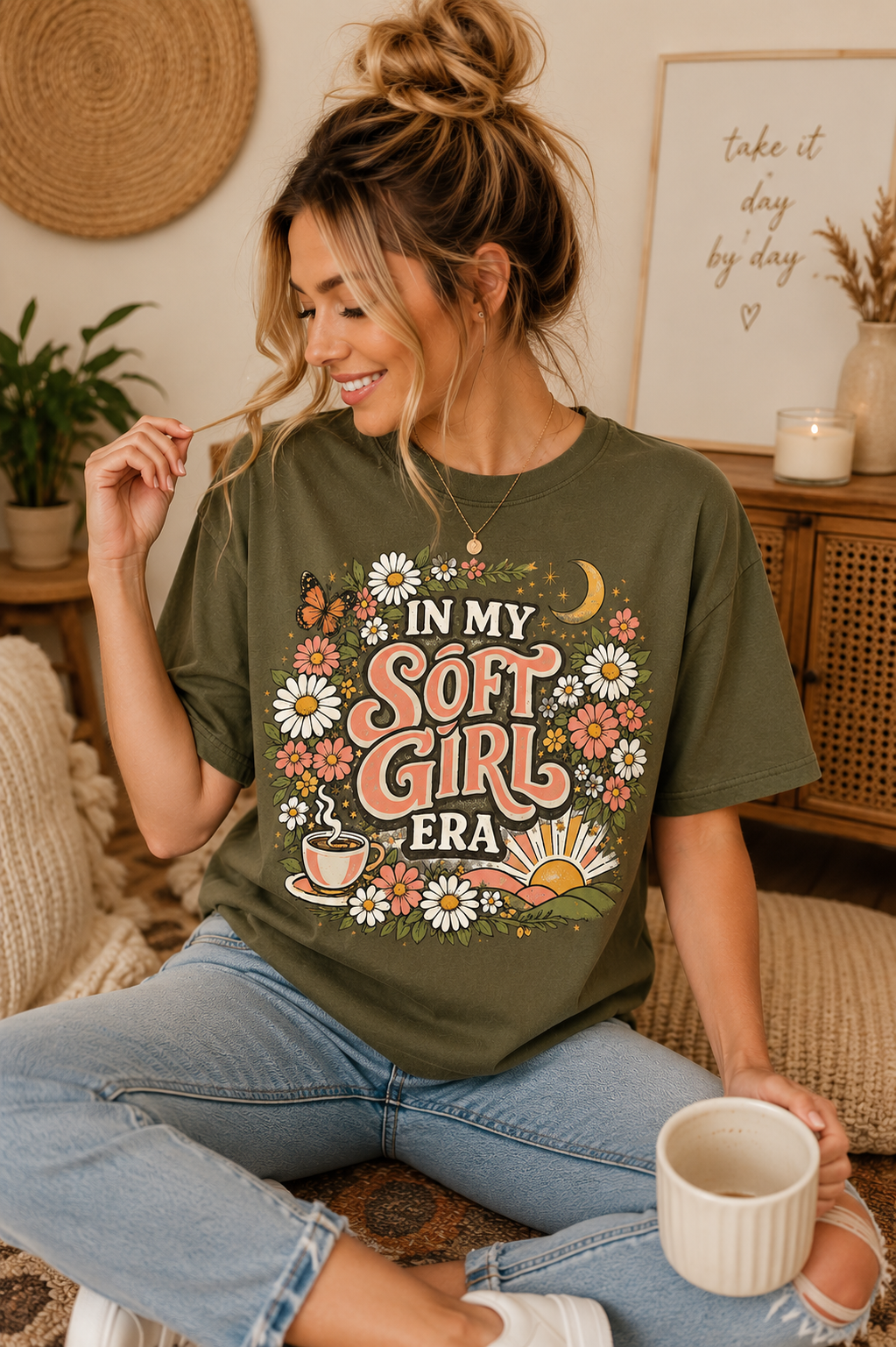 Soft Girl T-Shirt — 'In My Soft Girl Era' Floral Vintage Tee