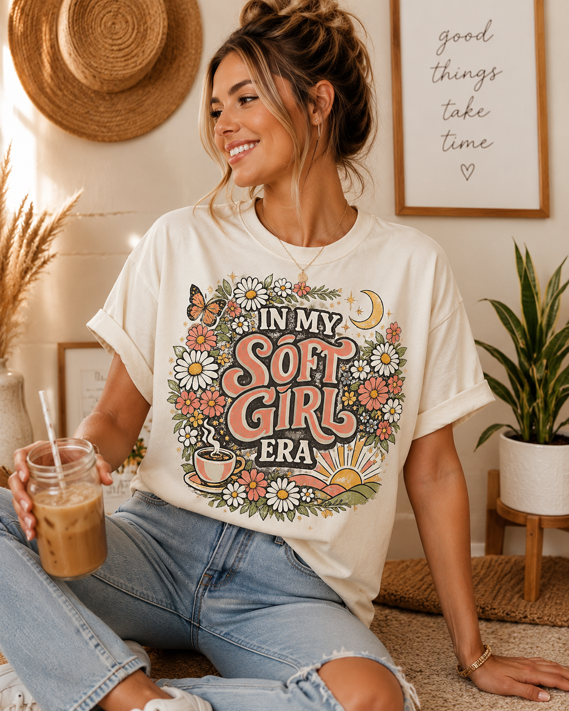 Soft Girl T-Shirt — 'In My Soft Girl Era' Floral Vintage Tee