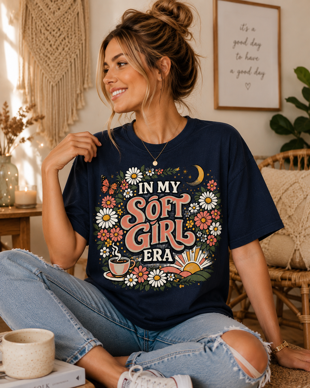 Soft Girl T-Shirt — 'In My Soft Girl Era' Floral Vintage Tee