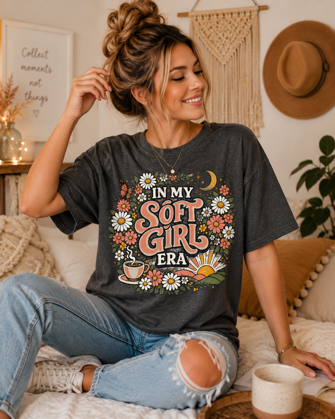 Soft Girl T-Shirt — 'In My Soft Girl Era' Floral Vintage Tee