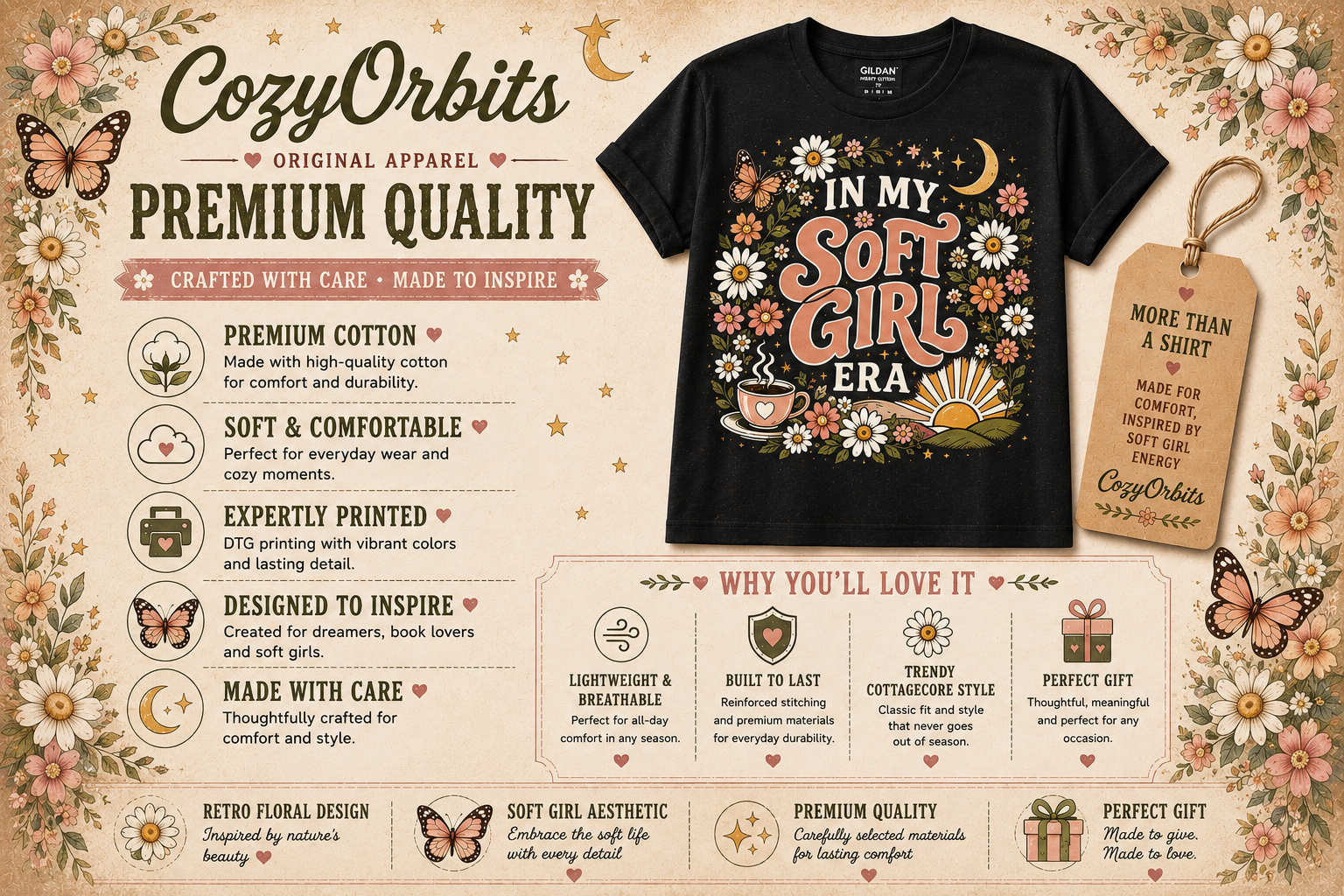 Soft Girl T-Shirt — 'In My Soft Girl Era' Floral Vintage Tee