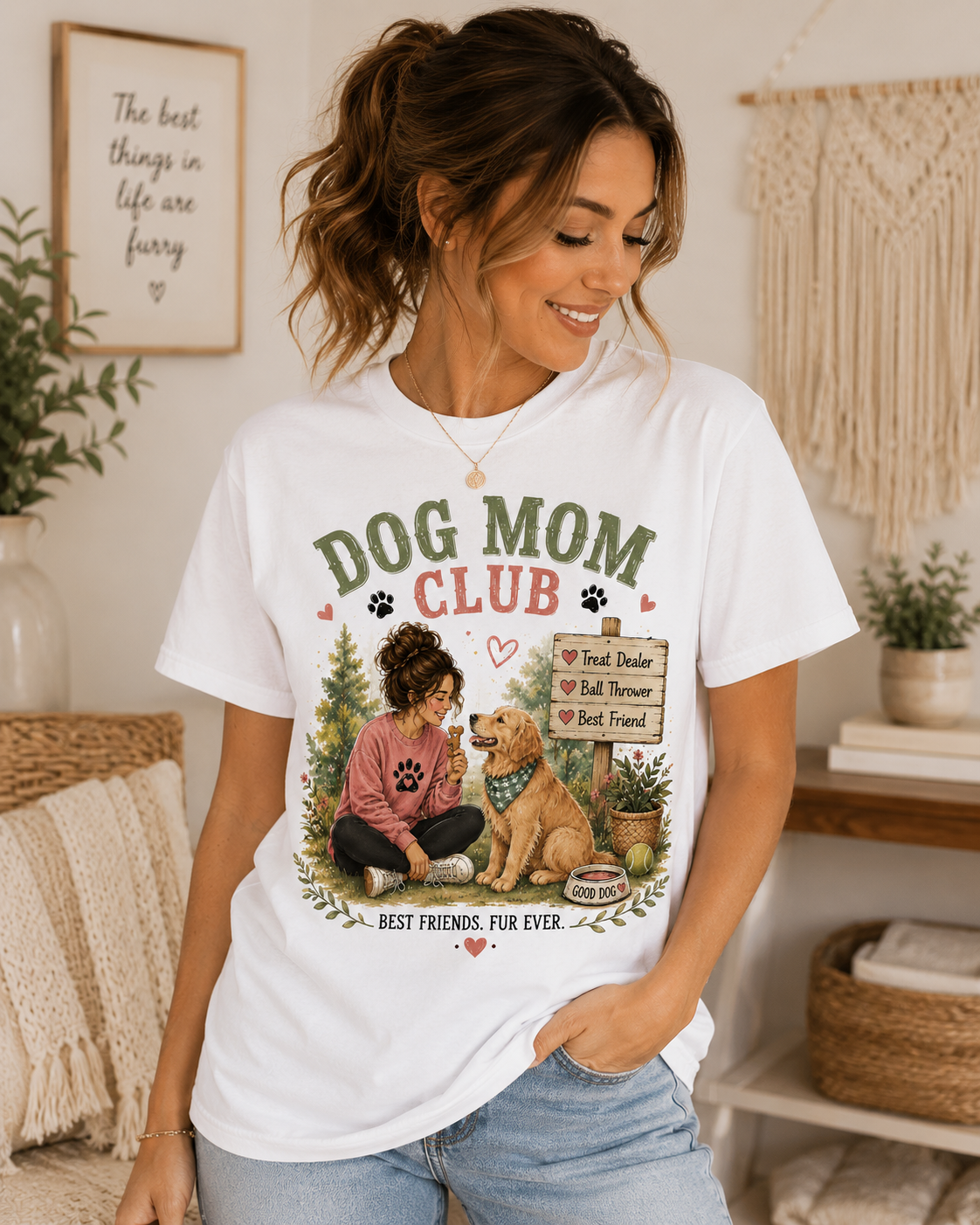 Dog Mom Club T-Shirt | Treat Dealer, Ball Thrower, Best Friend Tee