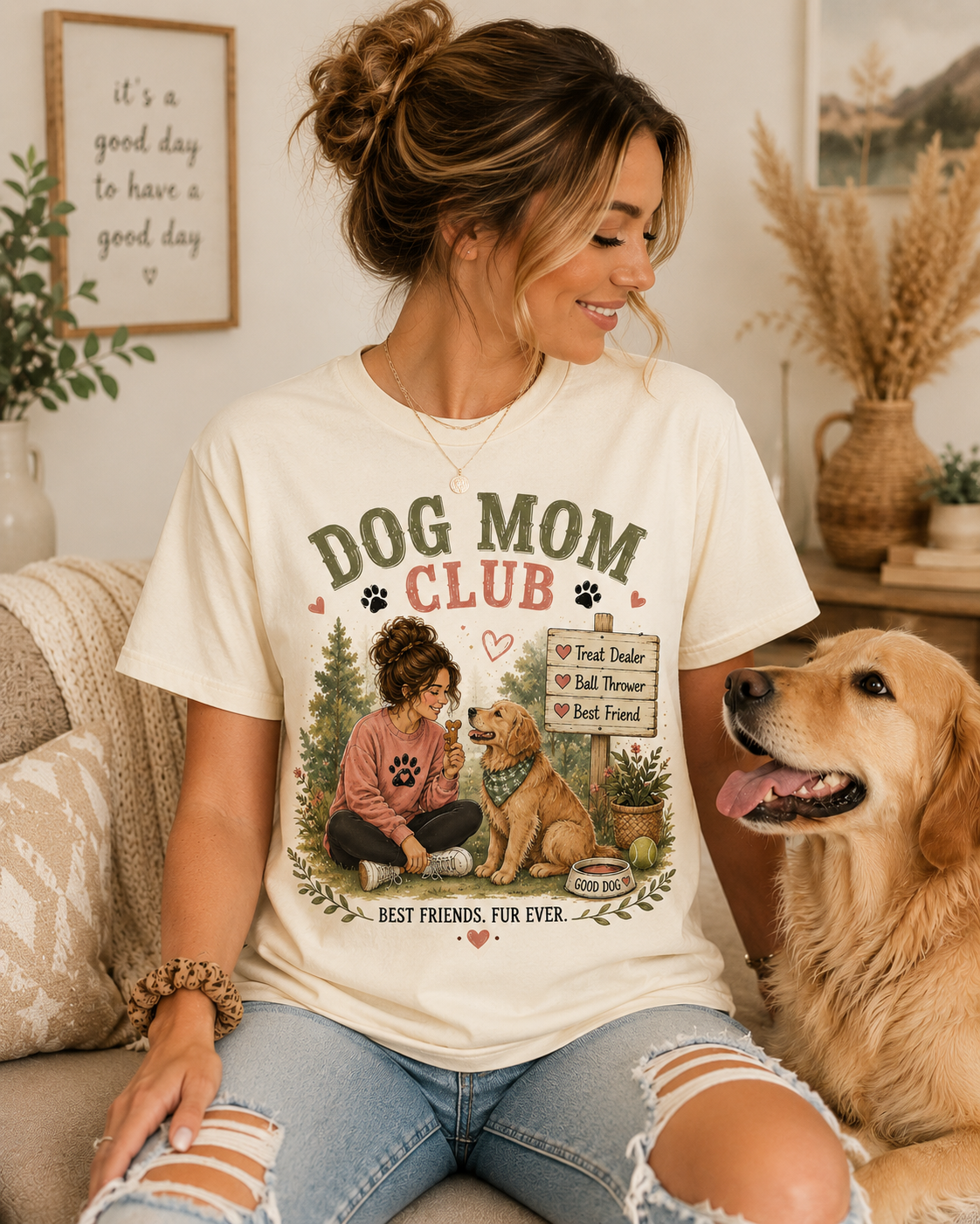 Dog Mom Club T-Shirt | Treat Dealer, Ball Thrower, Best Friend Tee