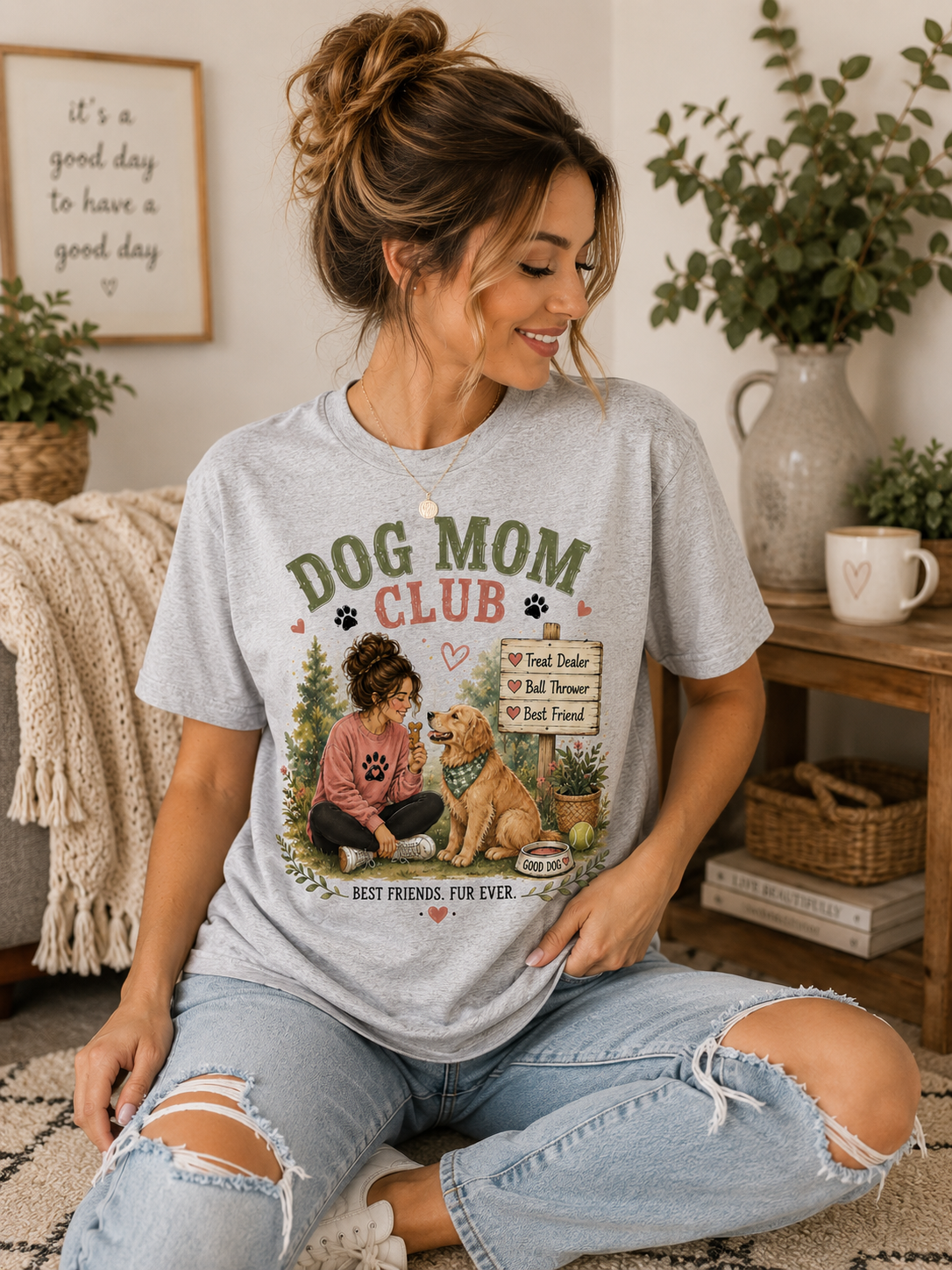 Dog Mom Club T-Shirt | Treat Dealer, Ball Thrower, Best Friend Tee