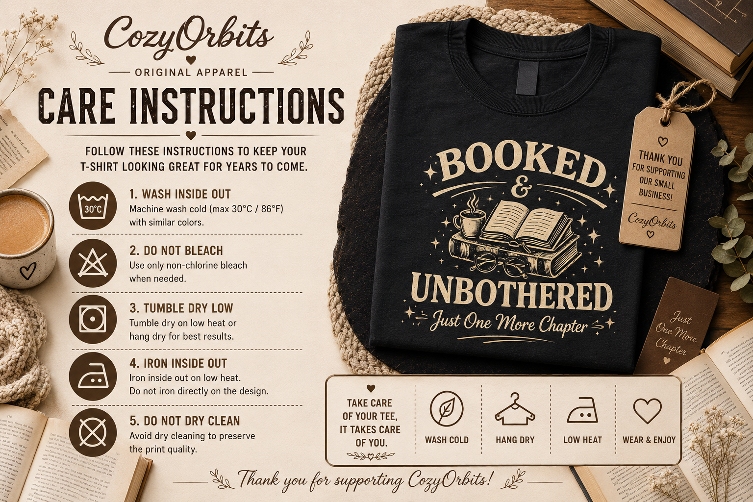 Booked & Unbothered T-Shirt | Just One More Chapter Book Lover Shirt | Reader Gift for Women | Bibliophile Tee
