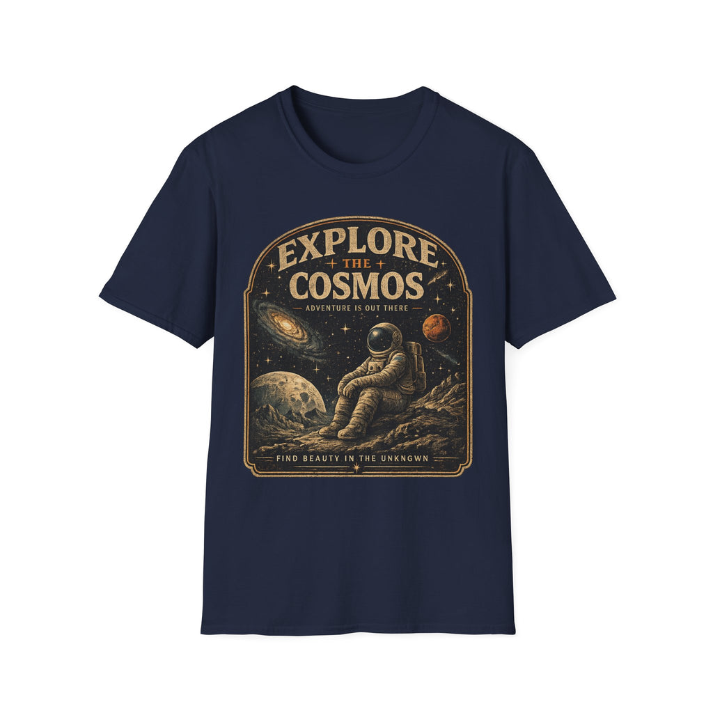 Explore The Cosmos Astronaut T-Shirt | Vintage Space Graphic Tee for Astronomy & Galaxy Lovers