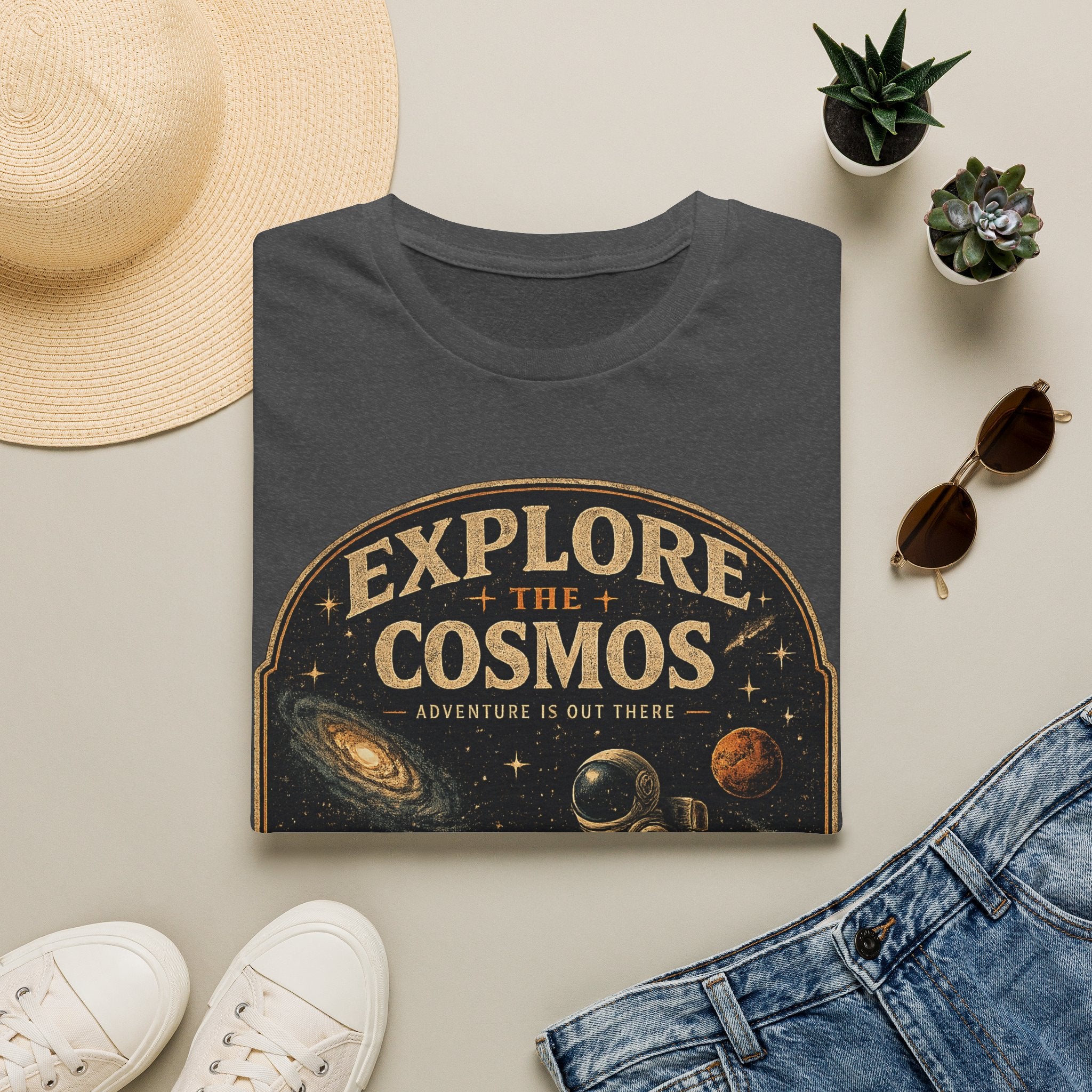 Explore The Cosmos Astronaut T-Shirt | Vintage Space Graphic Tee for Astronomy & Galaxy Lovers