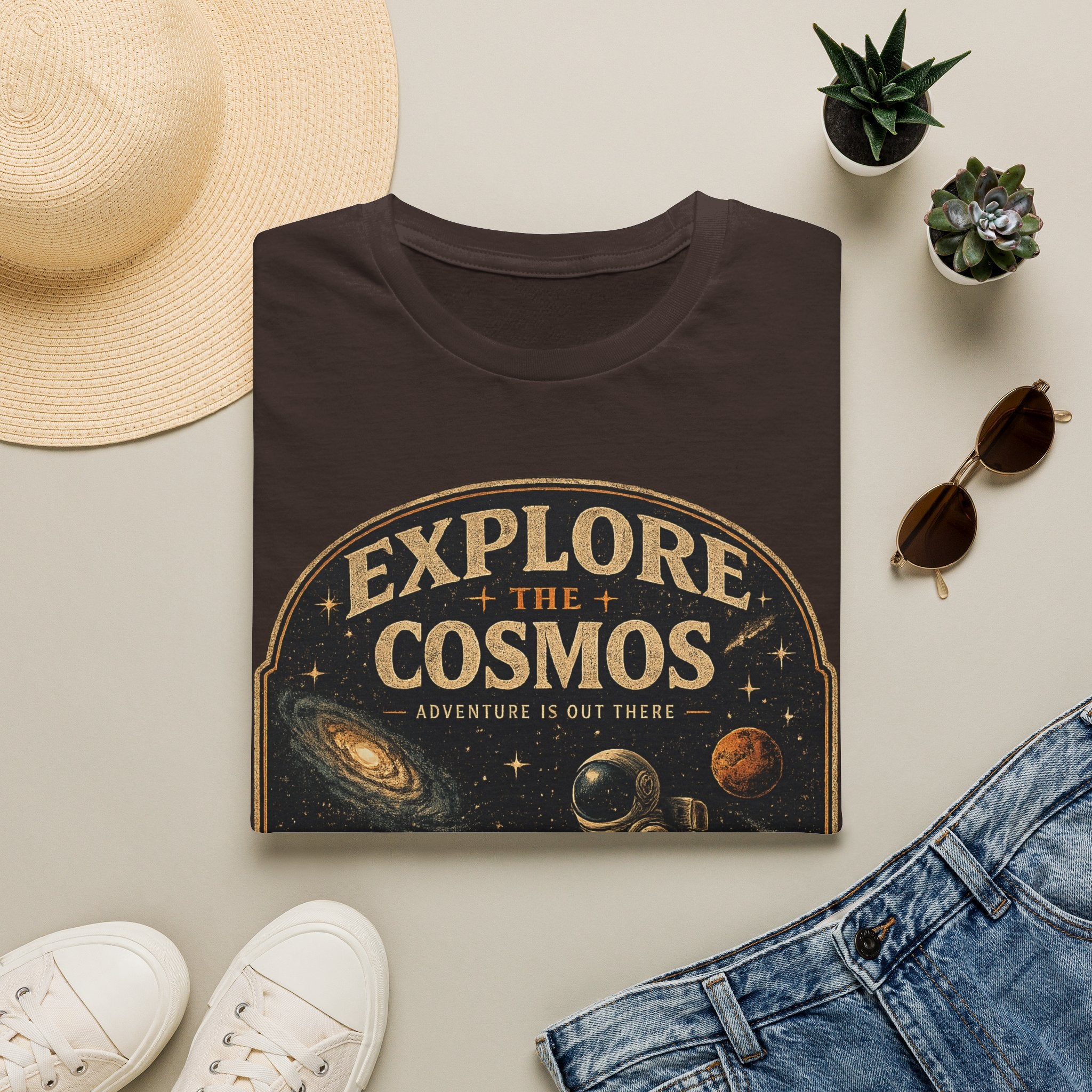 Explore The Cosmos Astronaut T-Shirt | Vintage Space Graphic Tee for Astronomy & Galaxy Lovers